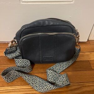 Pom Pom London Original Crossbody Bag Slate Blue Decorative Strap